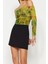 Moda Carmen Yaka Örme Slim Fit Çiçekli Desen Şık Gece Crop Uzun Kol Bluz 3
