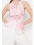 Moda V Yaka Örme Regular Soyut Desen Şık Gece Crop Kolsuz Bluz 2