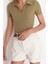 Moda Polo Yaka Örme Slim Slogan Desen Casual Günlük Crop Kısa Kol Bluz 1
