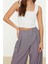 Moda Kare Yaka Triko Slim Düz Desen Casual Günlük Crop Askılı Kol Bluz 1