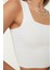 Moda Kare Yaka Triko Slim Düz Desen Casual Günlük Crop Askılı Kol Bluz 3