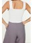 Moda Kare Yaka Triko Slim Düz Desen Casual Günlük Crop Askılı Kol Bluz 4