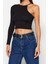 Moda Bisiklet Yaka Örme Slim Düz Desen Casual Günlük Crop Uzun Kol Bluz 1