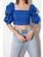 Moda Kare Yaka Dokuma Fit Düz Desen Casual Günlük Crop Truvakar Kol Kol Bluz 1
