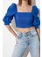 Moda Kare Yaka Dokuma Fit Düz Desen Casual Günlük Crop Truvakar Kol Kol Bluz 2