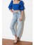 Moda Kare Yaka Dokuma Fit Düz Desen Casual Günlük Crop Truvakar Kol Kol Bluz 4