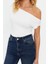 Moda Kayık Yaka Örme Slim Geometrik Desen Casual Günlük Regular Kısa Kol Bluz 3