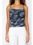 Moda Degaje Yaka Örme Slim Soyut Desen Casual Günlük Crop Askılı Kol Bluz 3