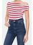 Moda Kayık Yaka Örme Slim Geometrik Desen Casual Günlük Regular Kısa Kol Bluz 2