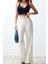 Moda V Yaka Triko Slim Düz Desen Casual Günlük Super Crop Askılı Kol Bluz 2