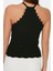 Moda Halter Yaka Triko Regular Düz Desen Casual Günlük Regular Kolsuz Bluz 5