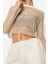 Moda Bisiklet Yaka Örme Regular Düz Desen Casual Günlük Crop Uzun Kol Bluz 4