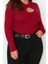 Moda Büyük Beden Dik Yaka Örme Fit Düz Desen Casual Günlük Crop Uzun Kol Bluz 1