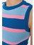 Moda Bisiklet Yaka Triko Slim Çizgili Desen Casual Günlük Crop Kolsuz Bluz 4