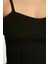 Moda Kalp Yaka Triko Slim Düz Desen Casual Günlük Super Crop Askılı Kol Bluz 4