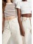 Moda Bisiklet Yaka Örme Slim Çizgili Desen Casual Günlük Crop Kısa Kol Bluz 3