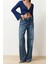 Moda V Yaka Örme Regular Düz Desen Casual Günlük Regular Uzun Kol Bluz 2