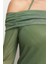 Moda Carmen Yaka Örme Regular Düz Desen Casual Günlük Crop Uzun Kol Bluz 5