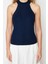 Moda Halter Yaka Triko Fit Düz Desen Casual Günlük Regular Kolsuz Bluz 1