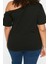 Moda Büyük Beden Devrik Yaka Örme Regular Düz Desen Casual Günlük Crop Kısa Kol Bluz 5