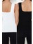 Moda Havuz Yaka Triko Slim Düz Desen Casual Günlük Regular Askılı Kol Bluz 3