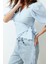 Moda V Yaka Dokuma Regular Düz Desen Casual Günlük Regular Kısa Kol Bluz 3