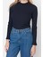 Moda Dik Yaka Örme Slim Düz Desen Casual Günlük Regular Uzun Kol Bluz 1