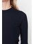 Moda Dik Yaka Örme Slim Düz Desen Casual Günlük Regular Uzun Kol Bluz 4