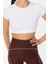 Moda Bisiklet Yaka Örme Fit Düz Desen Sportswear Super Crop Kısa Kol Bluz 2