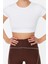 Moda Bisiklet Yaka Örme Fit Düz Desen Sportswear Super Crop Kısa Kol Bluz 4