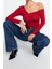 Moda Carmen Yaka Örme Slim Düz Desen Casual Günlük Crop Uzun Kol Bluz 2