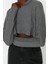 Moda V Yaka Örme Relaxed Düz Desen Casual Günlük Super Crop Uzun Kol Bluz 1