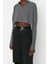 Moda V Yaka Örme Relaxed Düz Desen Casual Günlük Super Crop Uzun Kol Bluz 2