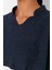 Moda V Yaka Örme Relaxed Düz Desen Casual Günlük Super Crop Uzun Kol Bluz 2