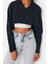 Moda V Yaka Örme Relaxed Düz Desen Casual Günlük Super Crop Uzun Kol Bluz 4