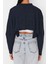 Moda V Yaka Örme Relaxed Düz Desen Casual Günlük Super Crop Uzun Kol Bluz 5