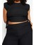 Moda Büyük Beden Bisiklet Yaka Örme Fit Düz Desen Casual Günlük Crop Kolsuz Bluz 1