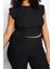 Moda Büyük Beden Bisiklet Yaka Örme Fit Düz Desen Casual Günlük Crop Kolsuz Bluz 3