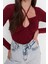 Moda Boyundan Bağlamalı Örme Slim Düz Desen Casual Günlük Regular Uzun Kol Bluz 4