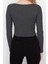 Moda Kare Yaka Örme Slim Düz Desen Casual Günlük Crop Uzun Kol Bluz 5