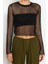 Moda Bisiklet Yaka Örme Regular Düz Desen Casual Günlük Crop Uzun Kol Bluz 1