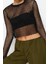 Moda Bisiklet Yaka Örme Regular Düz Desen Casual Günlük Crop Uzun Kol Bluz 2