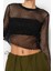 Moda Bisiklet Yaka Örme Regular Düz Desen Casual Günlük Crop Uzun Kol Bluz 3