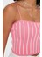 Moda Kare Yaka Triko Slim Renk Bloklu Desen Casual Günlük Super Crop Askılı Kol Bluz 4