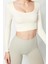 Moda Kare Yaka Örme Fit Düz Desen Sportswear Crop Uzun Kol Bluz 2