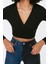Moda Kruvaze Örme Slim Fit Düz Desen Casual Günlük Crop Uzun Kol Bluz 2