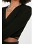 Moda Kruvaze Örme Slim Fit Düz Desen Casual Günlük Crop Uzun Kol Bluz 3