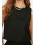 Moda Bisiklet Yaka Dokuma Regular Düz Desen Casual Günlük Crop Kolsuz Bluz 1