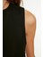 Moda Bisiklet Yaka Dokuma Regular Düz Desen Casual Günlük Crop Kolsuz Bluz 5