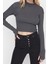 Moda Balıkçı Yaka Örme Slim Düz Desen Casual Günlük Crop Uzun Kol Bluz 4